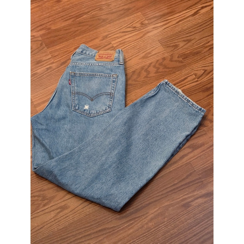 Levis 94 Baggy Jeans Womens 27 Light Wash Distressed Wide Leg High‎ Rise Denim